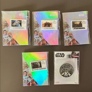 Disney 100 Years of Wonder Star Wars Stamp + Spinner, 5 Pin Bundle, New. (SW-1)